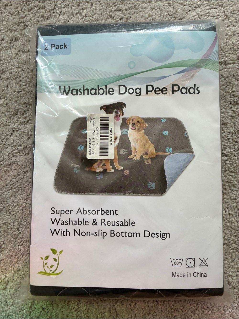 Washable Dog Pee Pads - Black Paw Print - Unbranded